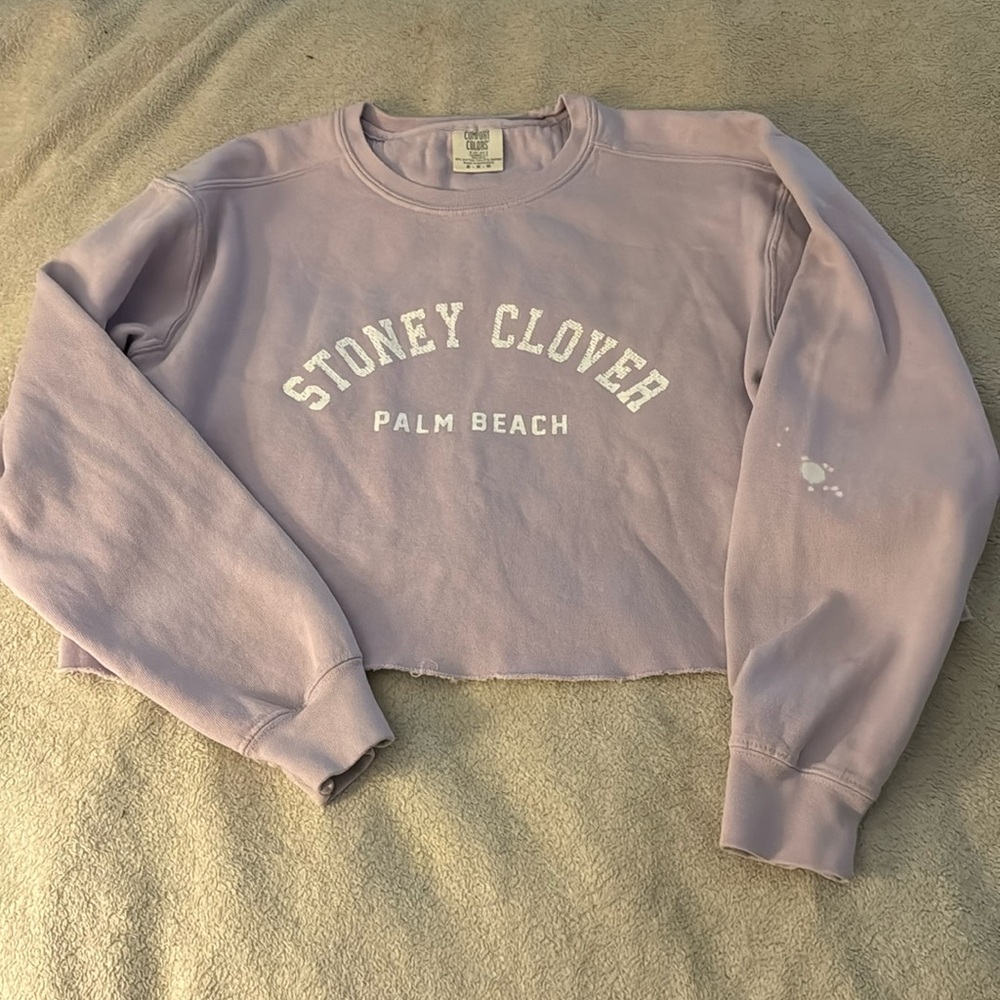 Women’s Stoney Clover Lane Palm Beach Cropped Lavender Sweatshirt Size M